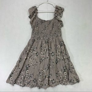 Torrid Elastic Stretch Swing A-Line Gray Floral Summer Dress Plus Size 2 XXL 2X